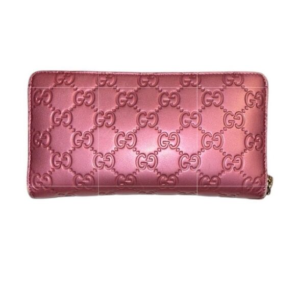 Authentic Gucci GG Signature Continental Pink
Leather Zip Around Wallet - Picture 2 of 16